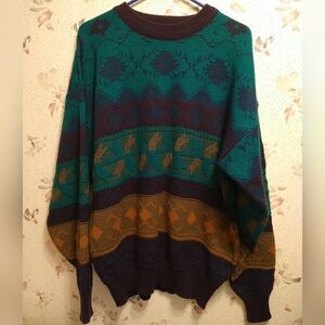 Vintage Ash Creek Pullover Sweater Men's XL Grandpa Dad 90s Aztec